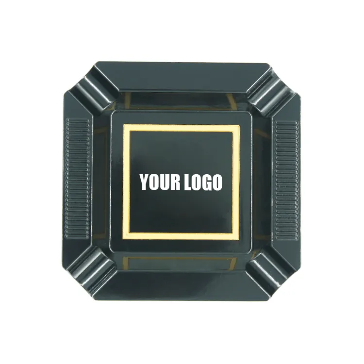Cheap Customized Black Logo Smoking Metal Cigar Cutter Holder Gold Ashtray