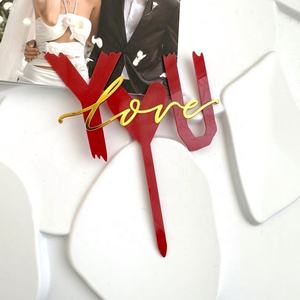 Decorazione per Torta in Acrilico per San Valentino, Doppio <span class=keywords><strong>Amore</strong></span>, Topper per Torta Nuziale e Dessert - Product Image 6