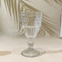 Vintage personnalisé pour verre à vin clair gaufré à la main de forme ronde capacité de 250ml utilisation de fête