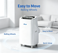 Climatiseur portable électrique Airwens 12000 BTU, économie d'énergie, fonctionnement silencieux, double sortie d'air latérale, compresseur efficace