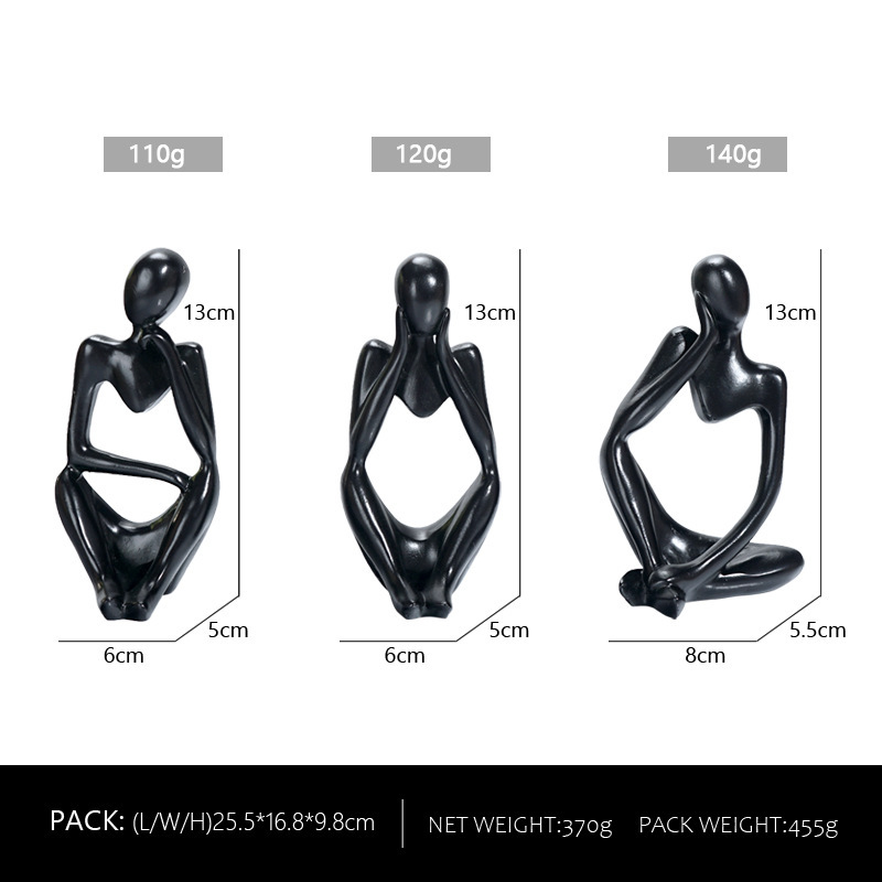 Conjunto de tres piezas Colorful Thought Character - Negro