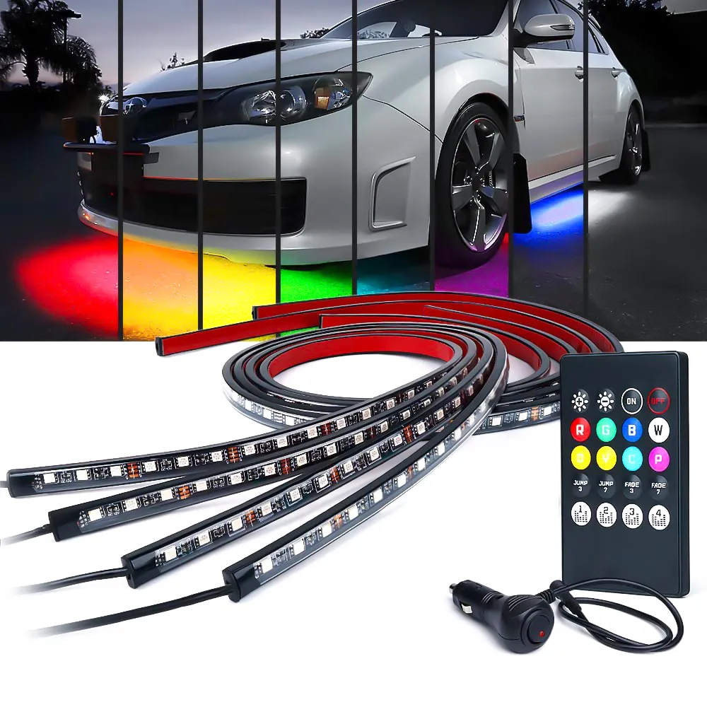Decorative DC12V Music Remote Under Glow Car Flexible Exterior Outdoor Ambiente Atmosphere Underglow Car LED Strip Lights