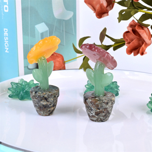Novedad, Plantas en Maceta Talladas a Mano con Piedras Preciosas, Girasol de Cristal Curativo para Regalo - Product Image 5