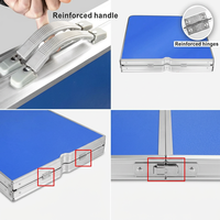 Ensemble de table de pique-nique pliable en aluminium avec 4 tabourets pliables, kit de table de camping portable pour l'extérieur, design avec rangement intégré