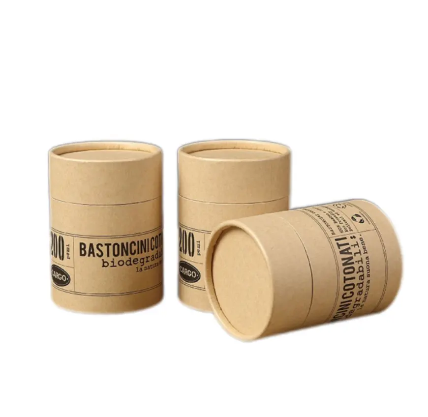 Custom sample cardboard Cylinder food grade Paper Tube Packaging tea coffee candle white kraft paper