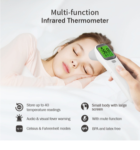 Termômetro Digital Médico Infravermelho Sem Contato para Testa com Display LCD, 1 Ano de Garantia, Certificado CE, Elétrico Manual, ROHS, ABS - Product Image 2