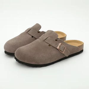 Best Quality Outdoor Flat Mules <b>Clog</b> Birken Stocks Sandal Boson Genuine Leather Suede Men Women's Cork Foot Bed Solid - Product Image 1