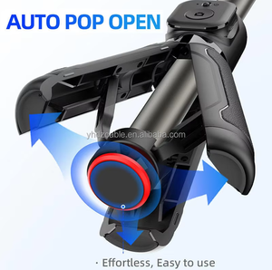 Trépied pliable ultra-compact pour selfie, support de téléphone à ouverture instantanée, lumière LED pour bureau, diffusion en direct portable, photo - Product Image 5