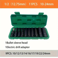 10Pcs 8-24Mm 1/2 Inch Drive Deep Impact Socket Set OEM Hand High Carbon Steel Hard Case Heavy Duty Metric Tool untuk Kunci Pas