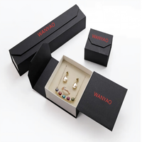 Boîte à bijoux en papier cadeau de luxe noire personnalisée avec logo personnalisé