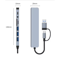 Base de Conexión USB a Tipo C 8 en 1, Expansor Multifuncional de Alta Velocidad para Lector de Tarjetas TF SD, Divisor PD para Laptop