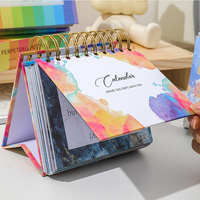 Mini calendrier personnalisé différentes couleurs spirale mensuelle non datée avec support de boîte calendrier de bureau de table à rabat