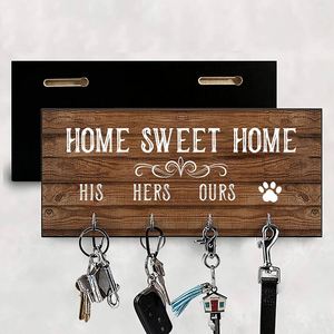 En gros, Panneau mural rustique en bois personnalisé avec porte-clés, Décoration de maison style ferme, Crochets artisanaux, Dropshipping - Product Image 1