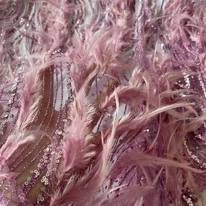 ชุดเดรสลูกไม้ขนนกกระจอกเทศ3D ผ้าทูลสี3D แวววาวแวววาว - Product Image 2