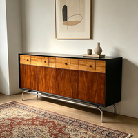 Buffet de style mi-siècle en bois d'hévéa, fait main, écologique, avec cadre métallique, pour salon et cuisine