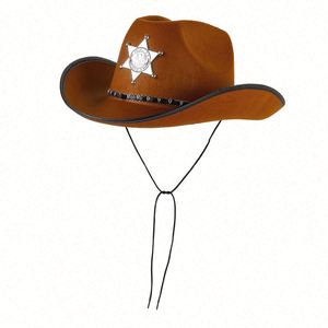 Sombreros de Vaquero Estilo Occidental al por Mayor para Hombre, Sombreros Fedora de Fieltro para Fiesta, Sombreros de Vaquero Marrones - Product Image 2