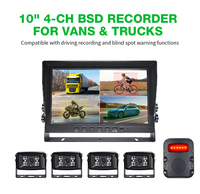 Cámara de Punto Ciego para Vehículos Comerciales de 4 Canales, Pantalla LCD de 10 Pulgadas y 1024*600, Visión Nocturna IR AHD, Sistema de Seguridad para Todo Clima