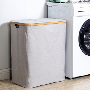 Collapsible Laundry <b>Basket</b> Rectangle Gray Foldable <b>Storage</b> For <b>Bathroom</b> Clothing Daily Necessities - Product Image 2