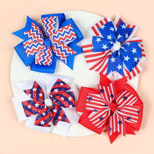 Vente en gros : Pinces à cheveux 4 juillet pour bébé fille, motif étoile <span class=keywords><strong>et</strong></span> drapeau rayé, accessoires de coiffure pour la Journée du Drapeau - Product Image 1