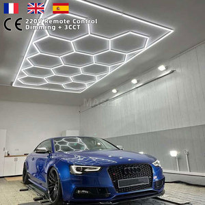 Lampe hexagonale à LED à gradation pour réparation automobile Plafonniers en nid d'abeille 4500K Système de 14 grilles pour garages d'atelier et de détail de <span class=keywords><strong>voiture</strong></span> - Product Image 1