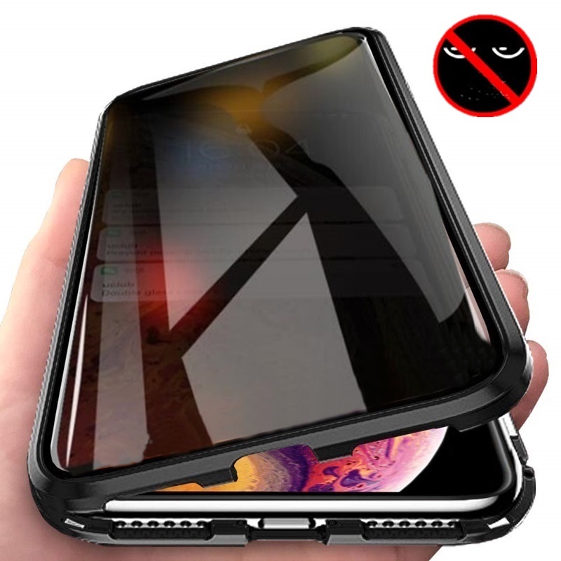 Защитное закаленное стекло + Магнитный чехол для телефона iPhone 13 12 11 X XS MAX XR, металлический бампер, двухсторонний стеклянный чехол