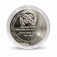 Pièce de monnaie de gâteau d'anniversaire 2026 avec 3 bougies, motif vœux, plaqué or et argent, avec boîtier en acrylique