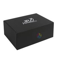 Boîte d'expédition en carton ondulé noir personnalisée avec logo, pliable, pour vêtements, cadeaux et e-commerce
