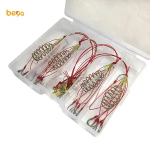 Fishing Hooks 4 Set/Box Explosion 6 Hook Beads Fishing Hook Fishing Lure  Bait Trap Feeder Cage Sharp Fishing Hook with Stainless Steel Springs Fish