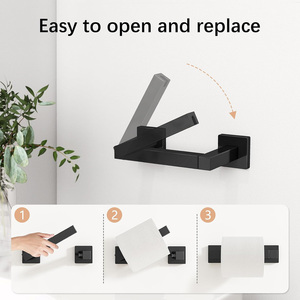 <span class=keywords><strong>Porte</strong></span>-<span class=keywords><strong>papier</strong></span> toilette mural carré en acier inoxydable noir de style moderne Gcheng avec garantie de 3 ans, installation facile - Product Image 2