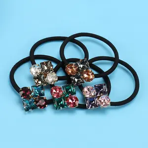 Elegant Color Crystal Hair Ties Alta qualidade Round Crystal Rubber Bands Gift Rubber Bands for Girls