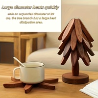 Sous-plats en bois personnalisés en forme d'arbre, sous-plats pour plats chauds, ensemble de dessous-de-plat en bois de hêtre et de noyer avec support