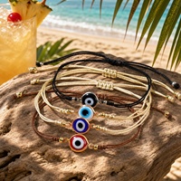 Pulsera Go2boho con Colgante de Ojo Turco, Hilo de Nailon, Chapado en Oro de 18K, Joyería Bohemia Unisex para Regalo