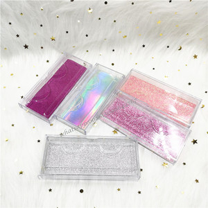Wholesale Eyelash Packaging Box LashBox Packaging Mink Lash Case Acrylic Sliding Plastic Clear Empty Case Holder Tray