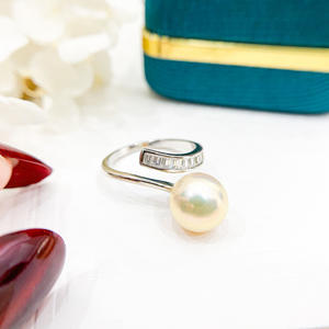 Support de bague en argent S925 avec perles rondes de 8-10 mm, accessoires de perles DIY, anneaux élégants 10471, bijoux en argent - Product Image 3