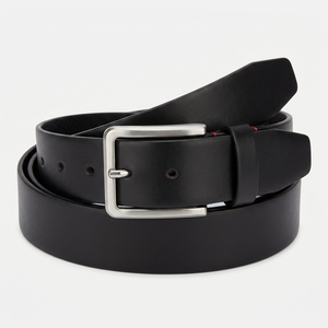 Nuevo Cinturón Casual de Cuero Genuino Negro y Marrón con Hebilla Metálica de Cierre Automático Plateada, Resistente al Agua y Duradero para Hombre - Product Image 1
