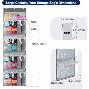 5 Compartments Closet Hanging Yarn Knitting Storage Organizer with Zipper Closure Yarn Over Door Display Holder - Product Image 4