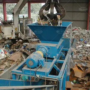 Atık tekstil parçalama makinesi küçük kumaş parçalayıcı makinesi endüstriyel ikiz iki çift şaftlı parçalayıcı