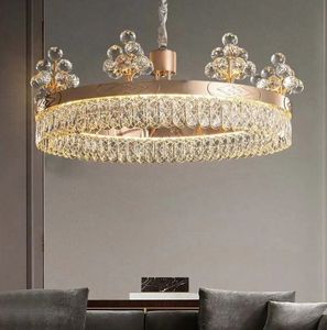 Lustre moderne doré rond de luxe en forme de boule de fleurs en cristal K9 pour la décoration de la maison et du bureau avec base E12 de forme ovale - Product Image 1