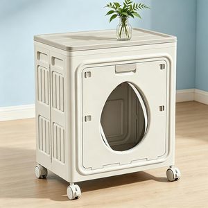 Fashion Visible PP <b>Plastic</b> Storage Box for Clothing & Bedding Foldable with Universal <b>Wheels</b> 150L Capacity Modern Design - Product Image 1