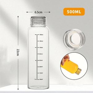 17 Oz Clear Transparent Glass Water Bottle with Lid Wide Mouth Leak Proof for Gym <b>Travel</b> Home School Office Promotion <b>Gift</b> - Product Image 2