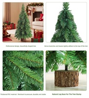 Mini arbre de Noël vert pointu en PVC avec base en bois massif En stock ; 45/60/75 cm Arbre de Noël artificiel Décoration de table d'intérieur