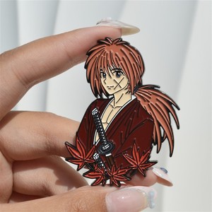6CM Imitation Enamel Brooch Anime Pin Button Badge <strong>Kenshin</strong> Himura Stationery Jewelry Decoration Alloy Crafts - Product Image 5