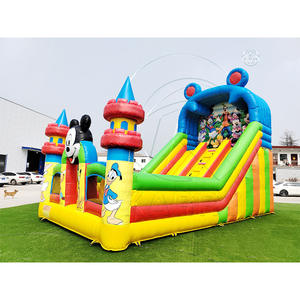Castillo Inflable de PVC de Grado Comercial con Tobogán Combinado, Tobogán Doble Inflable de Dibujos Animados para Niños y Adultos, Toboganes Inflables para Parques de Diversiones - Product Image 2