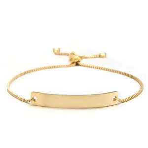 Bijoux en acier inoxydable, plaqué or 18K, 20 pièces, Logo gravé vierge, breloque courbée - Product Image 1