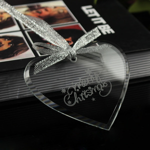 Popular en forma de corazón patrón de texto adornos de cristal decoración de Navidad ornamento personalizado - Product Image 6