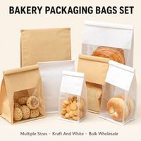 En stock, Sac à pain à fond plat avec huit soudures latérales, fenêtre transparente, fermeture à enroulement, refermable, qualité alimentaire, logo personnalisé, OEM, vente en gros
