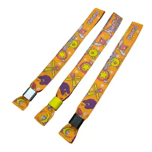 批发定制节日面料编织布腕带环保聚酯手链，用于活动和派对