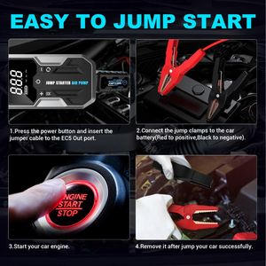Arrancador Profesional de 22 Cilindros con 2500A 12V 10000mAh 35L/min Rápido para Vehículos de 8L Gasolina y 6L SUV KCCY59 Actualizado de 22 Cilindros - Product Image 2