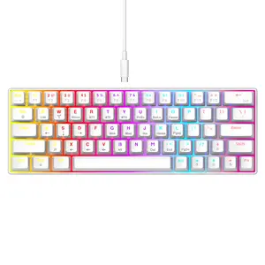 Ergonómico 60% RGB retroiluminación mini USB Cable retroiluminado mechan interruptor de computadora personalizado interruptores Teclado mecánico inalámbrico para juegos