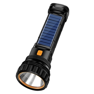 Lampe torche solaire portable ultra-lumineuse à LED en ABS, étanche, rechargeable par USB, portative avec une visibilité de 100-200 m - Product Image 1